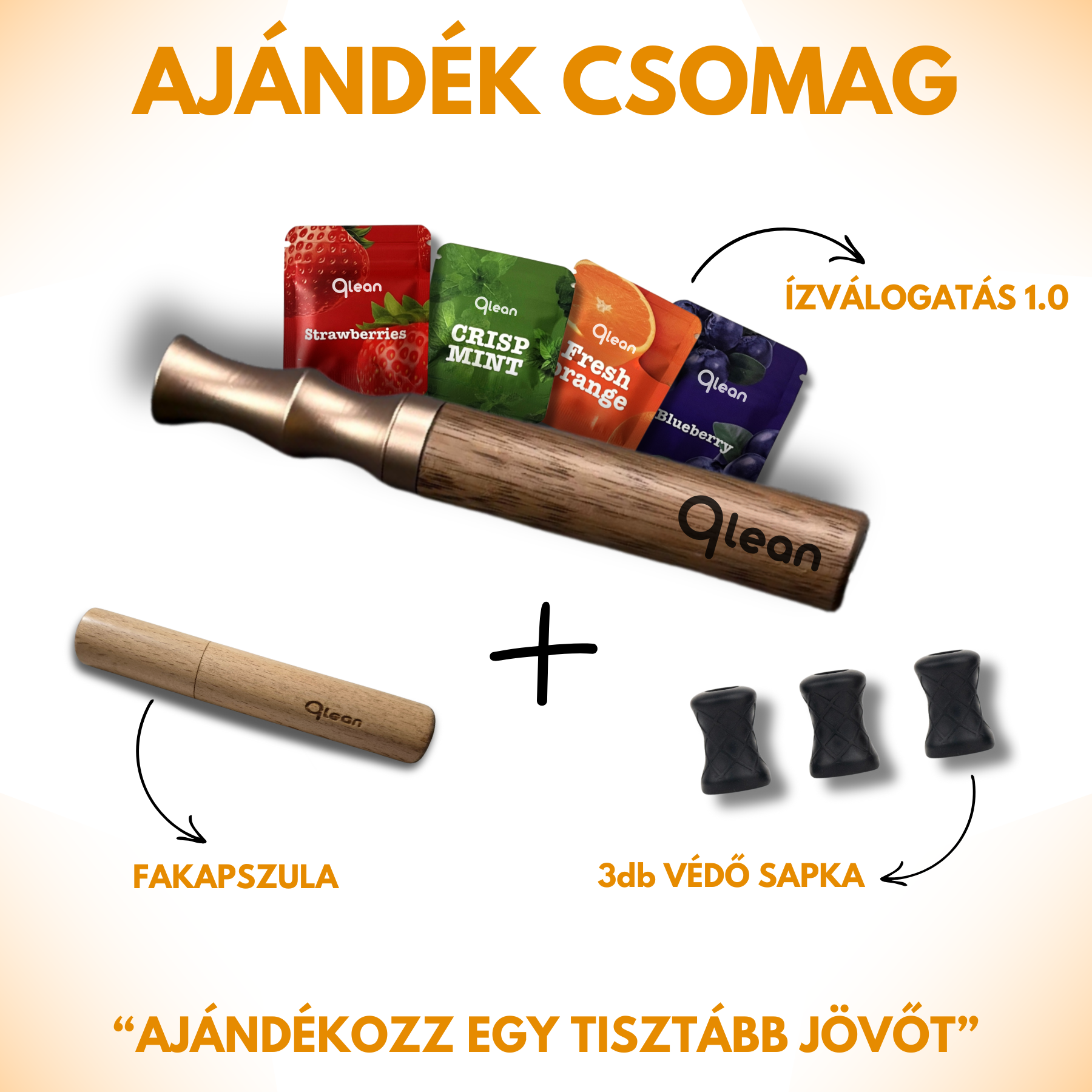 Qlean™ - Ajéndék csomag (POD, Tartozékok, Választható ízválogatás)