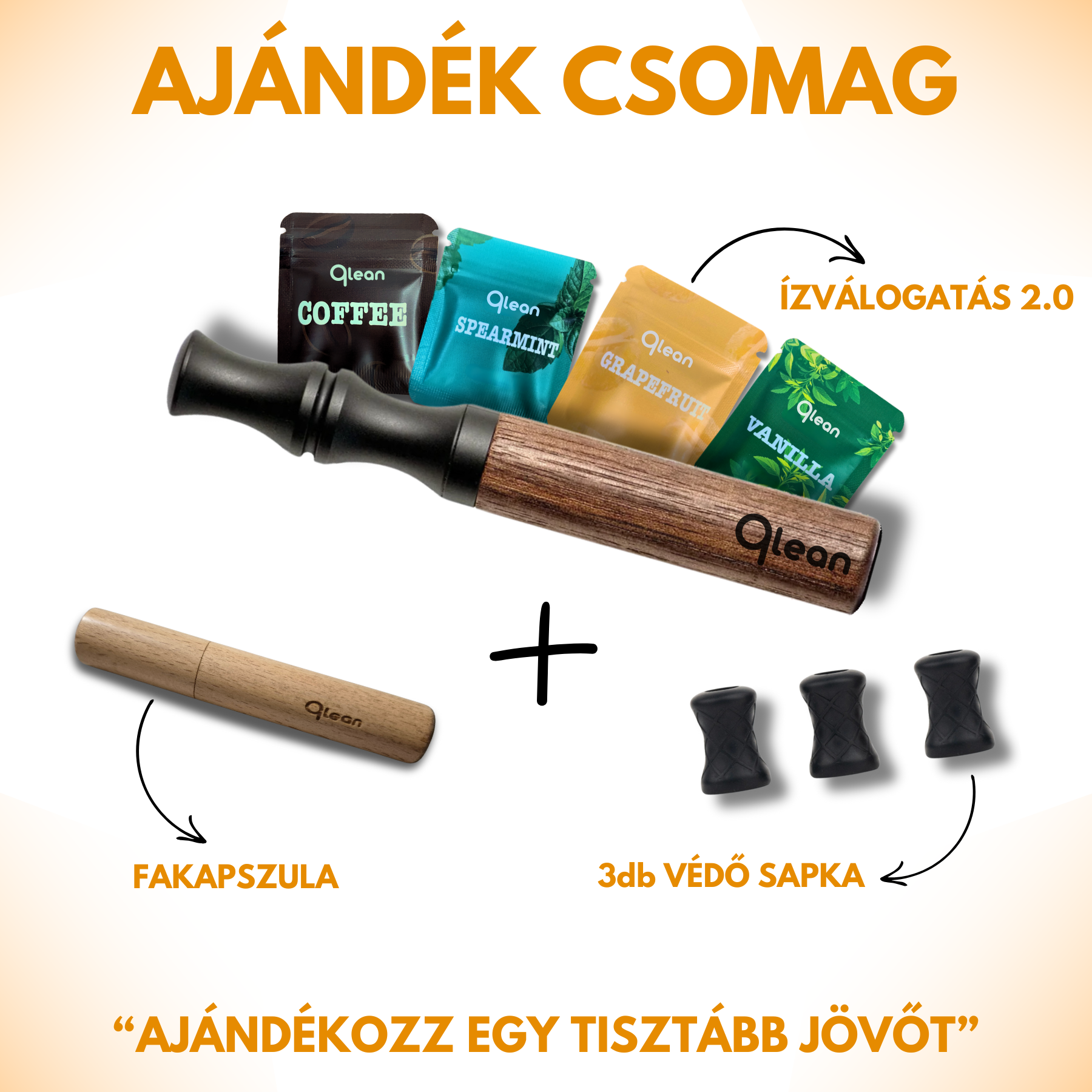 Qlean™ - Ajéndék csomag (POD, Tartozékok, Választható ízválogatás)
