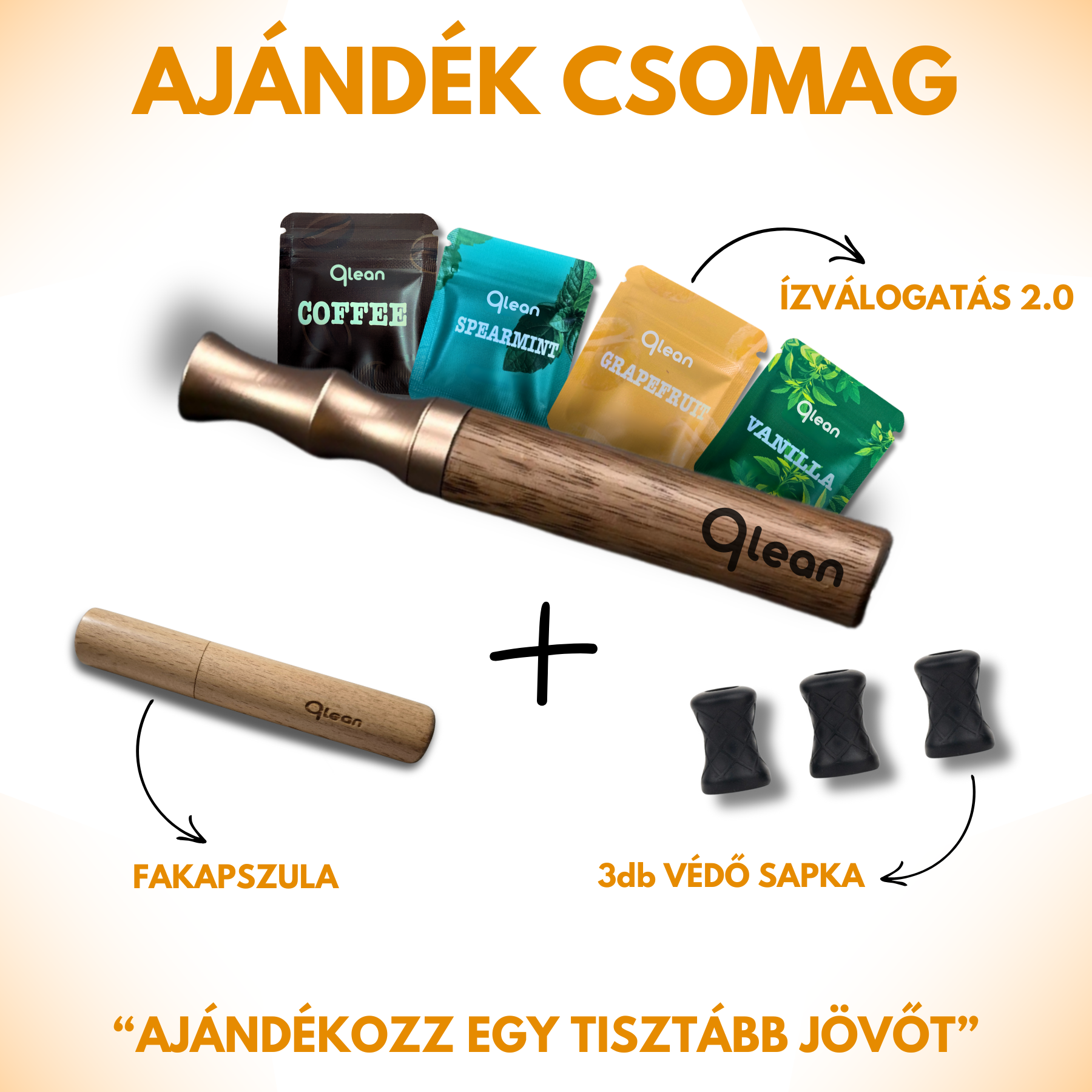 Qlean™ - Ajéndék csomag (POD, Tartozékok, Választható ízválogatás)