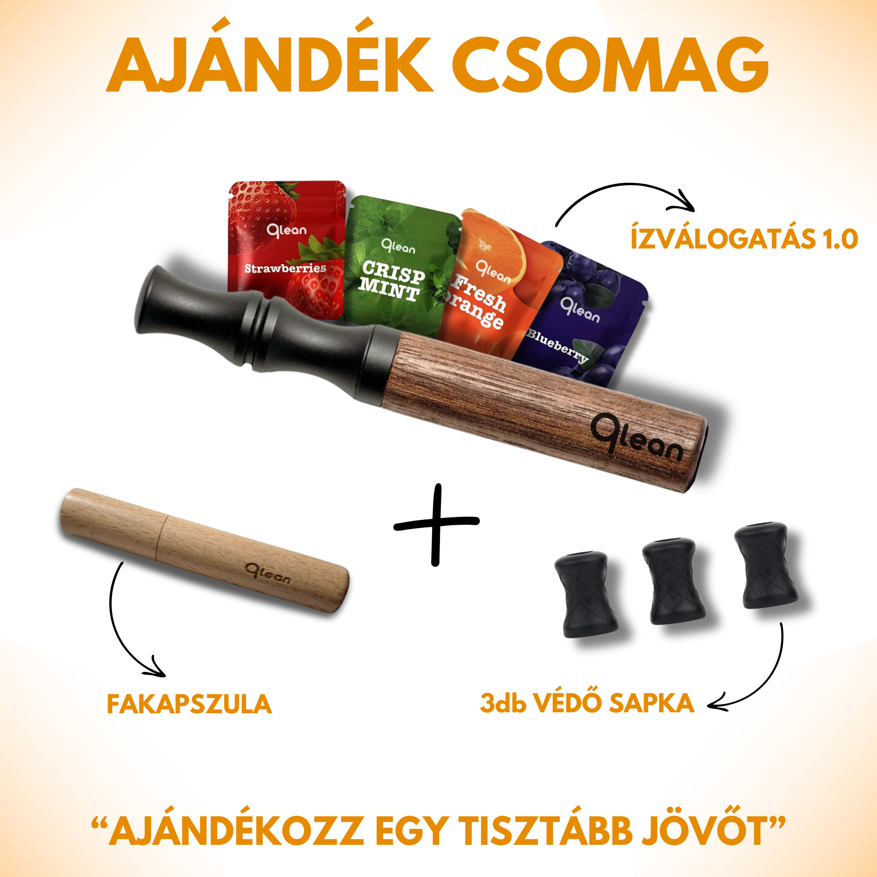 Qlean™ - Ajéndék csomag (POD, Tartozékok, Választható ízválogatás)