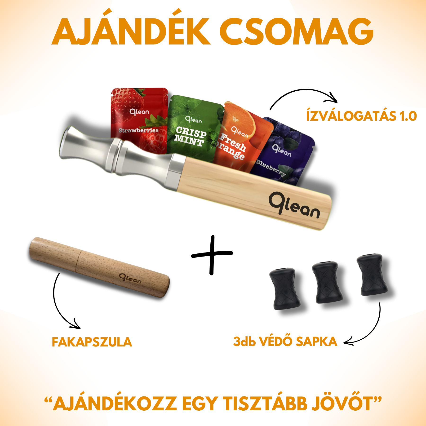 Qlean™ - Ajéndék csomag (POD, Tartozékok, Választható ízválogatás)