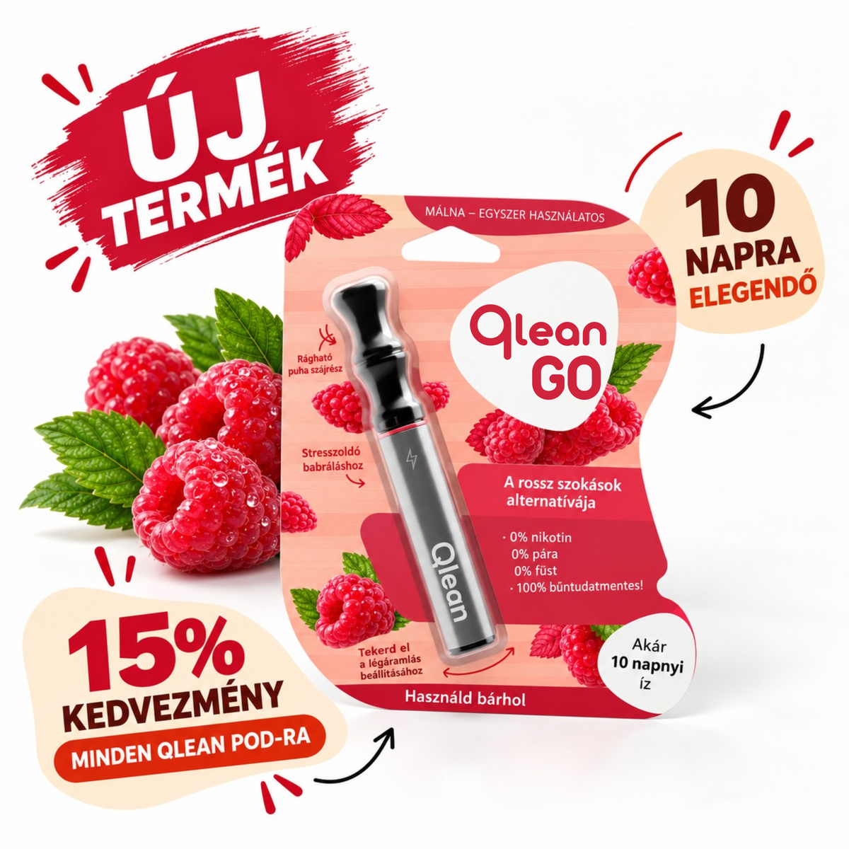 Qlean™ 2.0 - GO Málna (10 Napra elegendő)